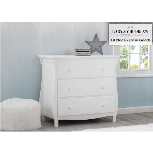  Delta Children Lancaster 3 Drawer Dresser with Changing Top, Bianca White