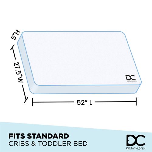  Delta Children Twinkle Stars Fiber Core Crib and Toddler Mattress | Waterproof | Lightweight |...