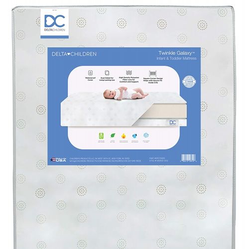  Delta Children Twinkle Stars Fiber Core Crib and Toddler Mattress | Waterproof | Lightweight |...