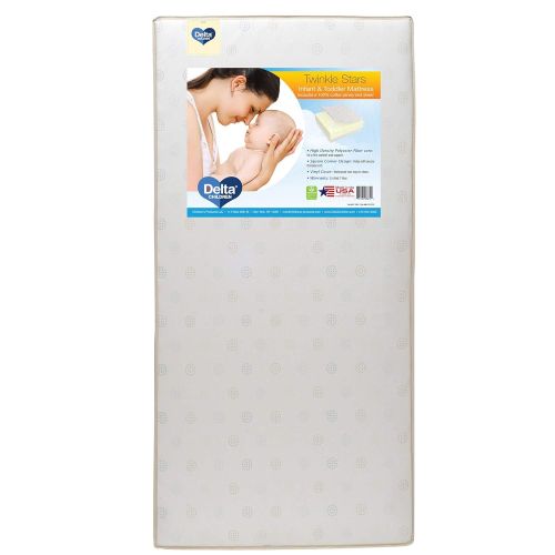  Delta Children Twinkle Stars Fiber Core Crib and Toddler Mattress | Waterproof | Lightweight |...