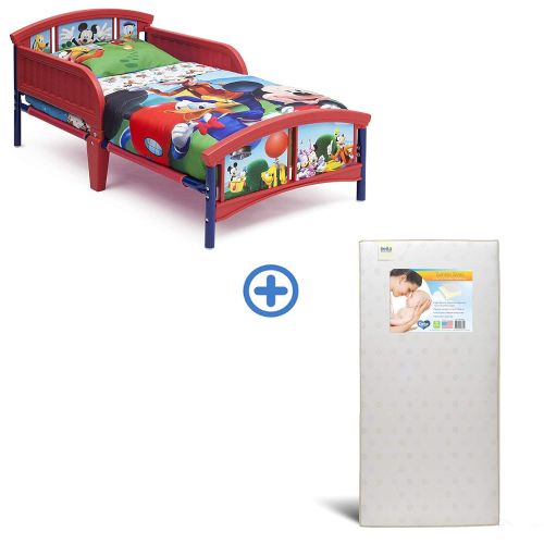  Delta Children Plastic Toddler Bed, Disney Mickey Mouse with Twinkle Stars Crib & Toddler Mattress