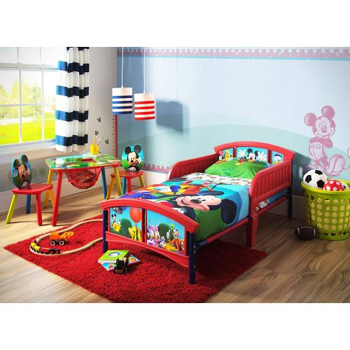  Delta Children Plastic Toddler Bed, Disney Mickey Mouse with Twinkle Stars Crib & Toddler Mattress
