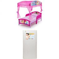 Delta Children Canopy Toddler Bed, Disney Princess with Twinkle Stars Crib & Toddler Mattress