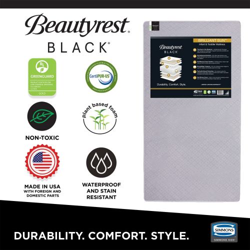  Delta Children Beautyrest Beginnings Black Brilliant Sun 2-Stage Premium Crib and Toddler Mattress with Plant-Based Soy Foam and Gel Memory Foam - GREENGUARD Gold Certified - Trusted - Made in US