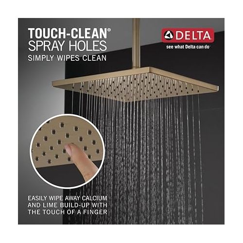  Delta Faucet Single-Spray Raincan Shower Head, Gold Shower Head, Rainfall Shower Head, Square Shower Head, Metal Shower Head, 1.75 GPM Flow Rate, Water Saving Shower Head, Champagne Bronze 52159-CZ