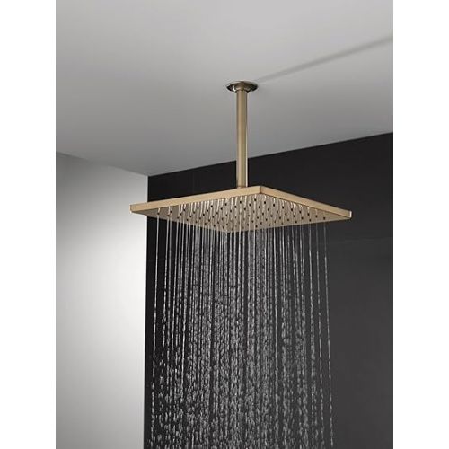  Delta Faucet Single-Spray Raincan Shower Head, Gold Shower Head, Rainfall Shower Head, Square Shower Head, Metal Shower Head, 1.75 GPM Flow Rate, Water Saving Shower Head, Champagne Bronze 52159-CZ