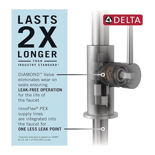  Delta Faucet Trinsic Pro Commercial Style Kitchen Faucet, Kitchen Faucets with Pull Down Sprayer, Kitchen Sink Faucet, Faucet for Kitchen Sink with Magnetic Docking, Arctic Stainless 9659-AR-DST