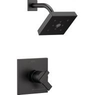 Delta Faucet Ara 17 Series Dual-Function Shower Trim Kit, Single-Spray H2Okinetic Shower Head, Black Shower Faucet, Delta Shower Trim Kit, Matte Black T17267-BL (Valve Not Included)