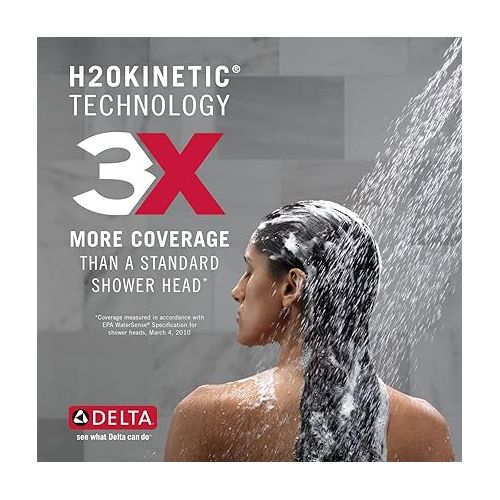  Delta Faucet Ara 17 Series Dual-Function Shower Trim Kit, Single-Spray H2Okinetic Shower Head, Black Shower Faucet, Delta Shower Trim Kit, Matte Black T17267-BL (Valve Not Included)
