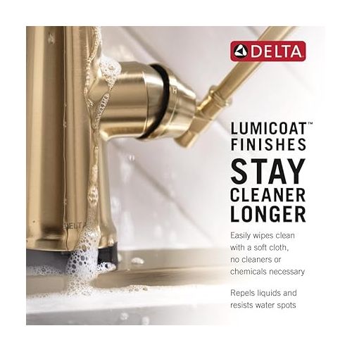  Delta Faucet Monrovia Gold Kitchen Faucet, Kitchen Faucets with Pull Down Sprayer, Kitchen Sink Faucet, Gold Faucet for Kitchen Sink with Magnetic Docking, Lumicoat Champagne Bronze 9191-CZ-PR-DST