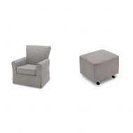 Delta Furniture Benbridge Glider Swivel Rocker Chair with Gliding Ottoman, Dove Grey with Soft Grey Welt