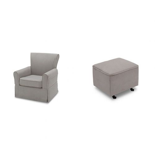  Delta Furniture Benbridge Glider Swivel Rocker Chair with Gliding Ottoman, Dove Grey with Soft Grey Welt