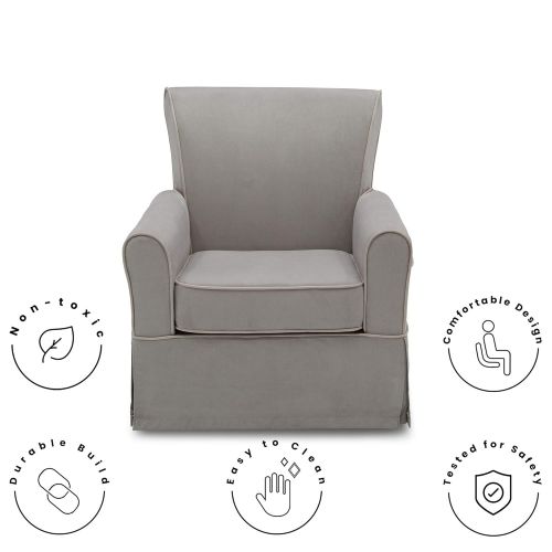  Delta Furniture Delta Children Benbridge Glider Swivel Rocker Chair, Dove Grey with Soft Grey Welt