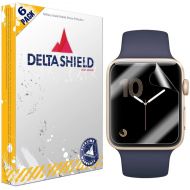 [아마존베스트]DeltaShield Screen Protector for Apple Watch (38mm Series 3, 2, 1 Compatible)(6-Pack) BodyArmor Anti-Bubble Military-Grade Clear TPU Film