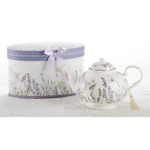  Delton Products Porcelain Tea Pot, Lavender and Rose Pattern, Arrives in Matching Keepsake Box