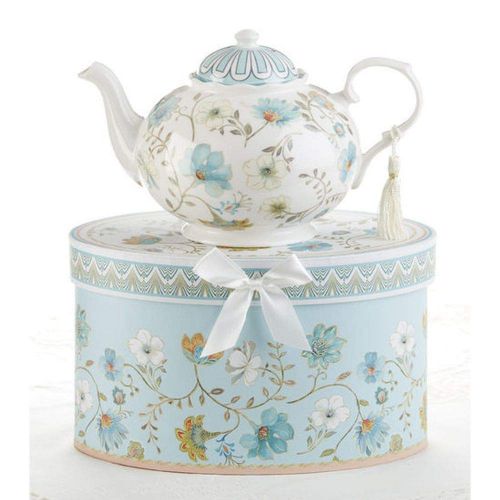  Delton 9.5 x 5.6 Inch Porcelain Tea Pot in Gift Box Blue Romance