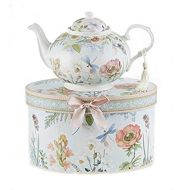 Delton 9.5 x 5.6 Porcelain Tea Pot in Gift Box, Dragonfly