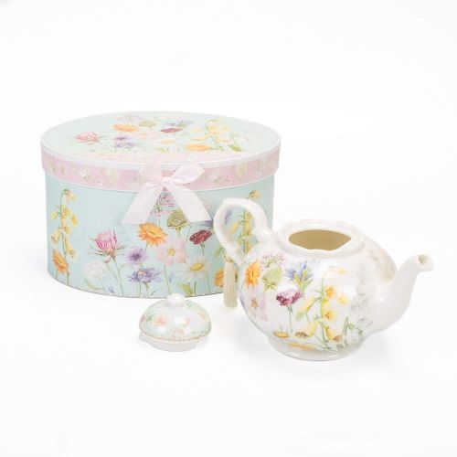  Delton Products Wildflower 9.5 inches x 5.6 inches Porcelain Tea Pot in Gift Box Serveware