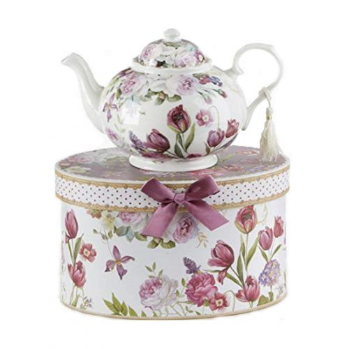  Delton Products 9.5 x 5.6 Porcelain Tea Pot in Gift Box, Tulip