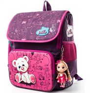 Delune School Backpack for Girls Kids School Bag with Lovely Doll - Cute/Lightweight/Waterproof (2-010)