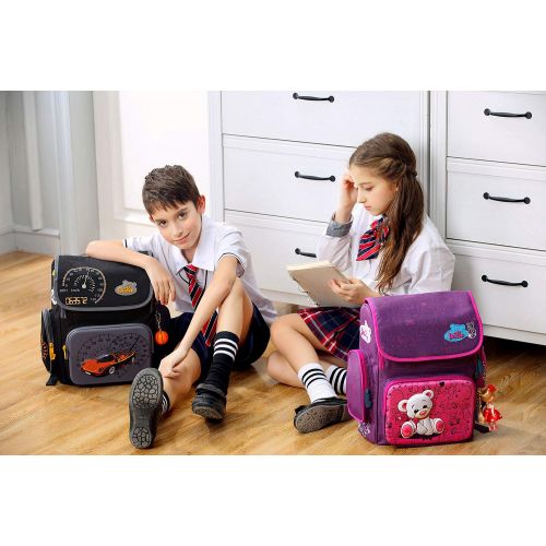  Delune School Backpack for Girls Kids School Bag with Lovely Doll - Cute/Lightweight/Waterproof (2-010)