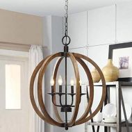 Deluxe Lamp 20 W x 24 H Rustic Circle Chandelier Gray Wood and Iron Chandelier Large Orbit Chandelier Farm House Chandelier Rustic Rod Iron Chandeliers