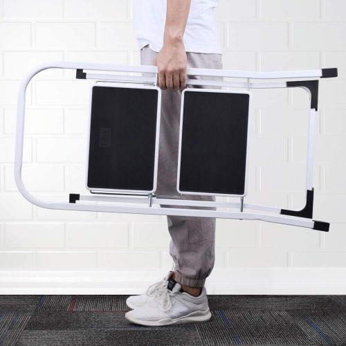  [아마존베스트]Delxo 2 Step Ladder Folding Step Stool Ladder with Handgrip Anti-Slip Sturdy and Wide Pedal Multi-Use for Household and Office Portable Step Stool Steel 330lbs White