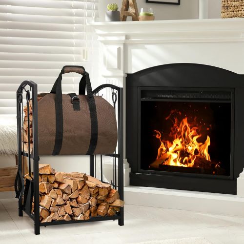  Delxo Firewood Carrier Log Tote Bag Indoor 39x18 Firewood Totes Holders Fire Wood Carriers Carrying for Outdoor Waxed Durable Wood Tote Fireplace Stove Accessories