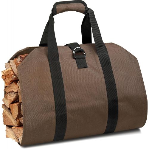  Delxo Firewood Carrier Log Tote Bag Indoor 39x18 Firewood Totes Holders Fire Wood Carriers Carrying for Outdoor Waxed Durable Wood Tote Fireplace Stove Accessories