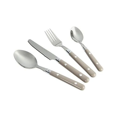  Delys-By-Vercal Delys by Vercal 5130384Spoon/Knife/Fork/Spoon Stainless Steel Cutlery Set16Piece/Taupe