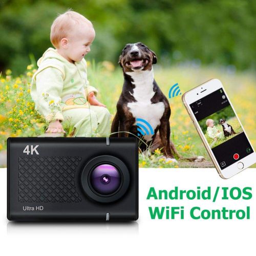  Dem.w 4K Sports Camera - 2.35 Inch Action Camera Kit Waterproof WiFi 30M Underwater Camera Supporting Remote Control APP