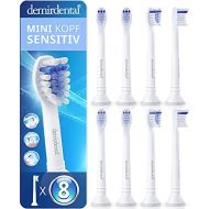 Demirdental HX6088 Mini Sensitive Attachments Suitable for Philips Sonicare Replacement Brushes ProResults, Soft and Small Brush Heads for Sensitive Teeth, White, Pack of 8