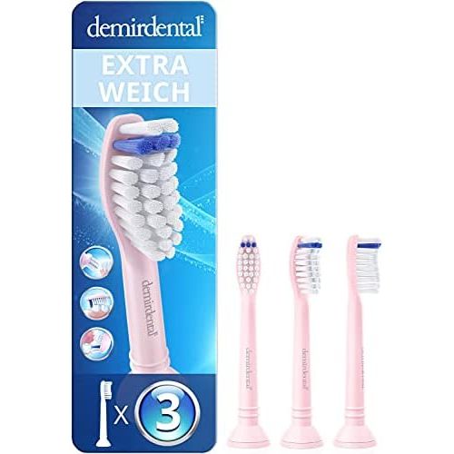  Demirdental attachments extra soft suitable for Philips Sonicare replacement brushes ProResults, extra soft bristles, pink, HX6053