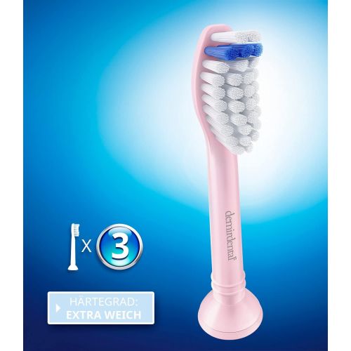  Demirdental attachments extra soft suitable for Philips Sonicare replacement brushes ProResults, extra soft bristles, pink, HX6053