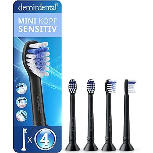  Demirdental attachments suitable for Philips Sonicare replacement brushes, mini sensitive black, soft small brush heads, HX6084b