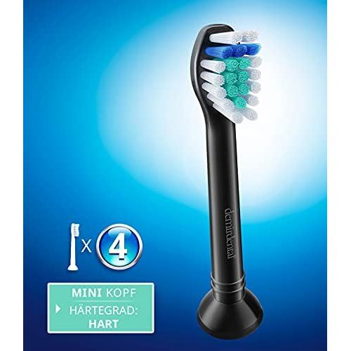  Demirdental HX7044b Mini Hard Attachments Suitable for Philips Sonicare Replacement Brushes, Short Head, Hard, Black, Pack of 4