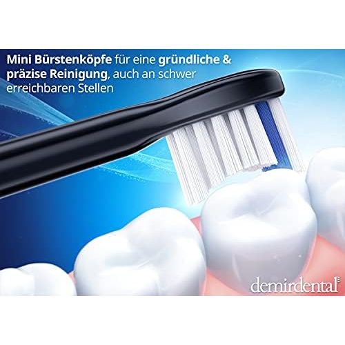  Demirdental HX7044b Mini Hard Attachments Suitable for Philips Sonicare Replacement Brushes, Short Head, Hard, Black, Pack of 4