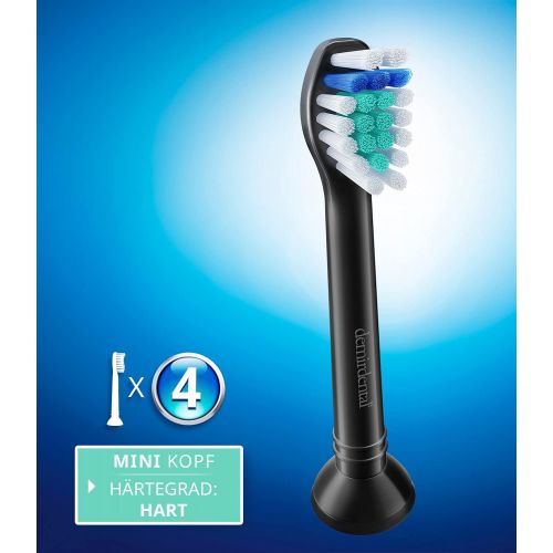  Demirdental HX7044b Mini Hard Attachments Suitable for Philips Sonicare Replacement Brushes, Short Head, Hard, Black, Pack of 4