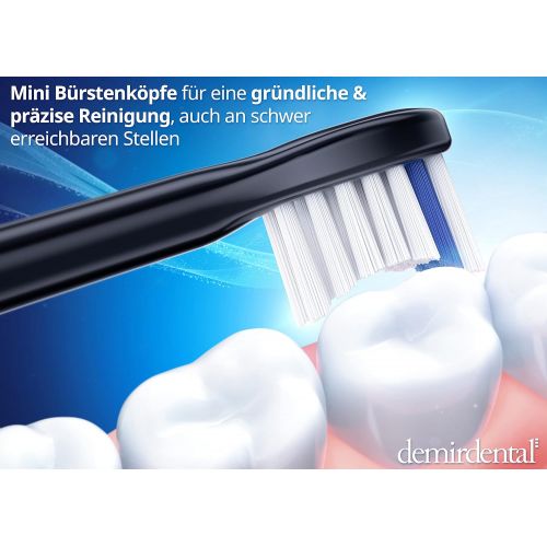  Demirdental HX7044b Mini Hard Attachments Suitable for Philips Sonicare Replacement Brushes, Short Head, Hard, Black, Pack of 4