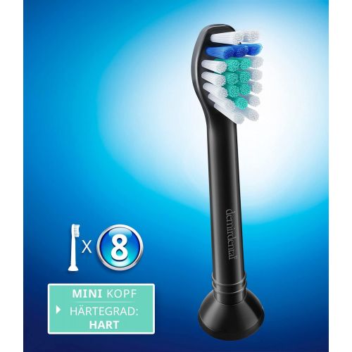  8 Demirdental Mini Hard Attachments Suitable for Philips Sonicare Replacement Brushes, Short Head, Hard, Black, HX7048b