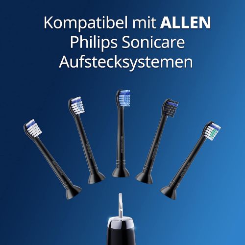  8 Demirdental Mini Hard Attachments Suitable for Philips Sonicare Replacement Brushes, Short Head, Hard, Black, HX7048b