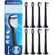 8 Demirdental attachments suitable for Philips Sonicare replacement brushes, mini extra soft black, small brush heads, especially soft, HX6088eb