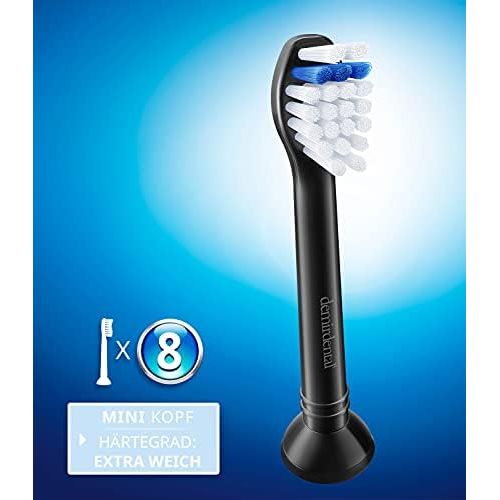  8 Demirdental attachments suitable for Philips Sonicare replacement brushes, mini extra soft black, small brush heads, especially soft, HX6088eb