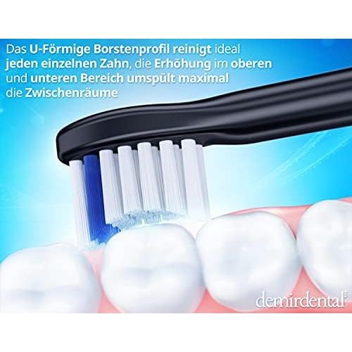  8 Demirdental Sensitive Mini Attachments Suitable for Philips Sonicare Replacement Brushes ProResults, Soft Bristles, Short Head, Black, HX6088b