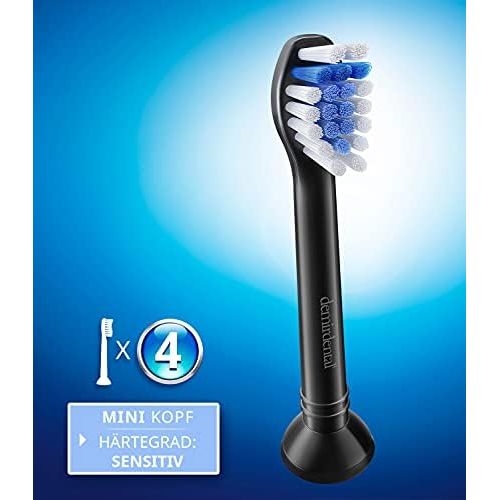  8 Demirdental Sensitive Mini Attachments Suitable for Philips Sonicare Replacement Brushes ProResults, Soft Bristles, Short Head, Black, HX6088b