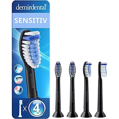  Demirdental attachments suitable for Philips Sonicare replacement brushes, sensitive black, soft brush heads, HX6054b