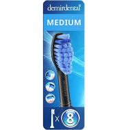 8 Demirdental attachments suitable for Philips Sonicare replacement brushes, ProResults C1 medium brush heads, for daily precise teeth cleaning, black, HX6018b