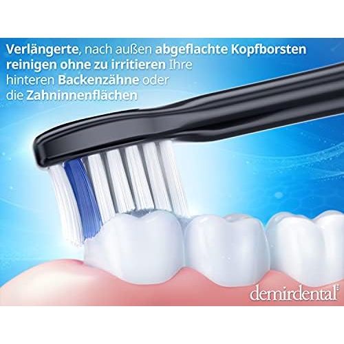  Demirdental Black Mini Attachments for Philips Sonicare Toothbrush Attachment ProResults, HX6028b Replacement Brushes Designed in Berlin, Medium Hardness