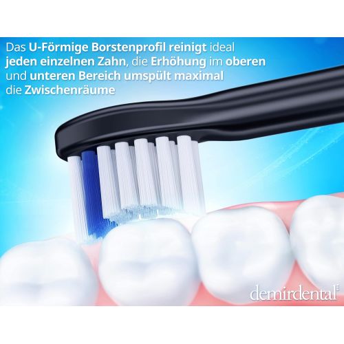  Demirdental Black Mini Attachments for Philips Sonicare Toothbrush Attachment ProResults, HX6028b Replacement Brushes Designed in Berlin, Medium Hardness