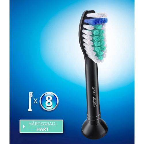  Demirdental HX7038b Hard Attachments Suitable for Philips Sonicare Replacement Brushes ProResults, Hard Bristle, Black, Pack of 8